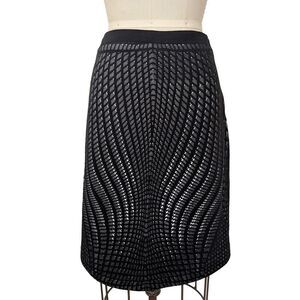 Diane Von Furstenberg Skirt Black White Optic Wool Blend Knit Stretchy Skirt 10